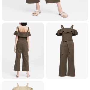 BNWT banana republic twill off shoulder jumpsuit size 6 olive green